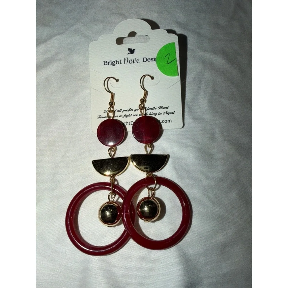 Red Gold Statement‎ Drop Earrings